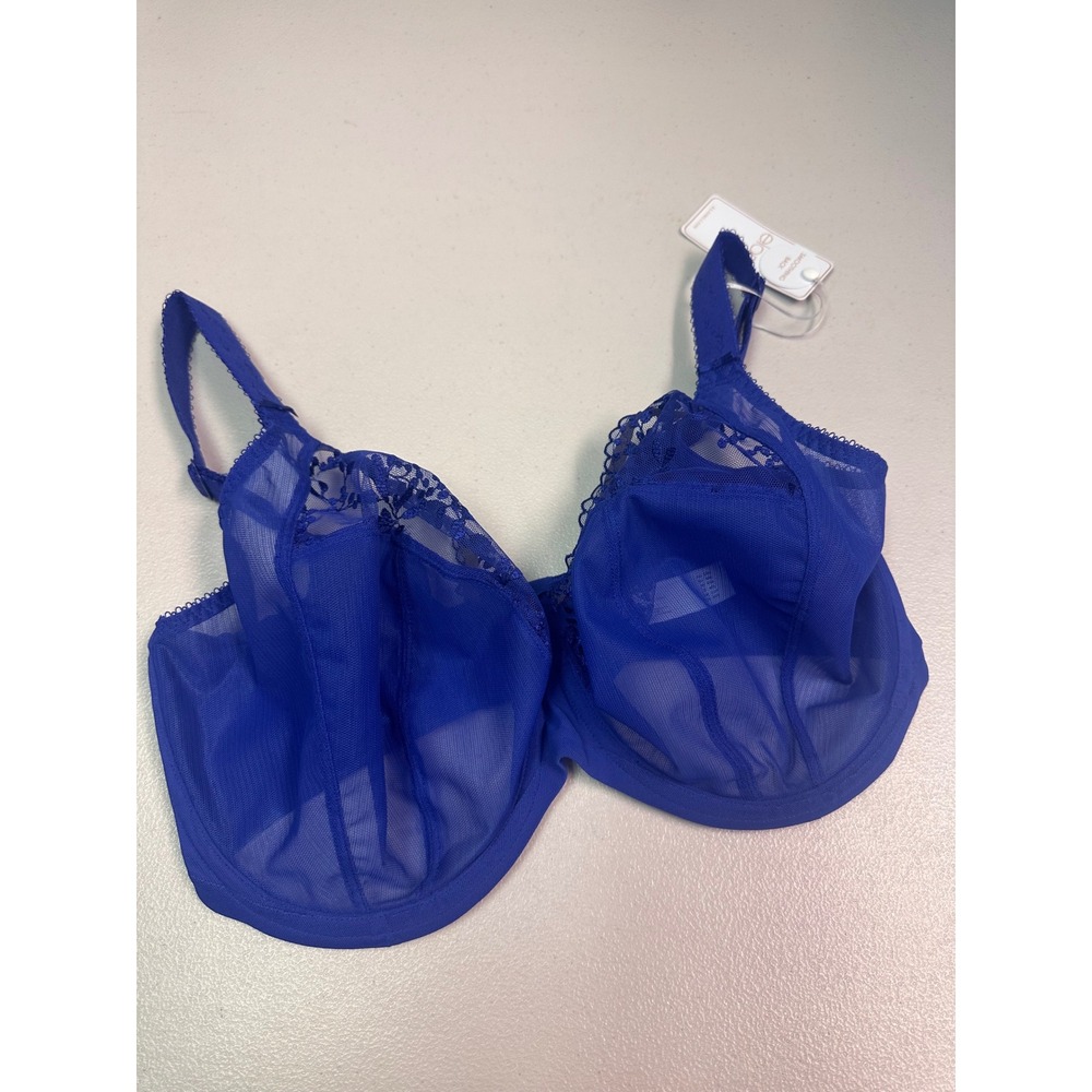 Elomi Zaria Underwire Plunge Bra‎ Sapphire Blue Lace Mesh